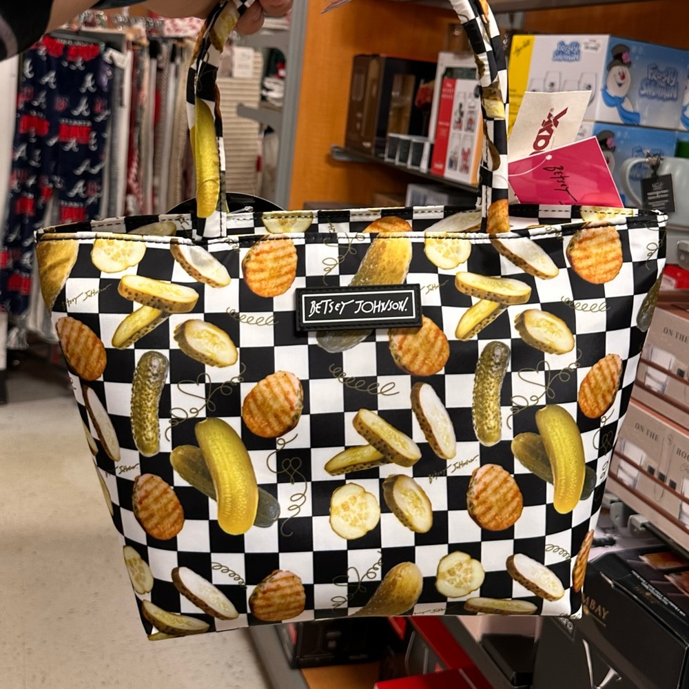 Betsey Johnson Pickle Print Insulated Lunch Tote | Novelty Food Bag (NWT)